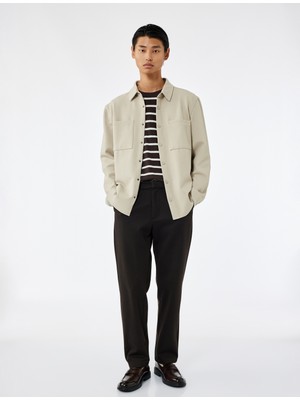 Regular Fit Cepli Çıtçıt Düğme Detaylı Klasik Yaka Uzun Kollu Gömlek Ceket