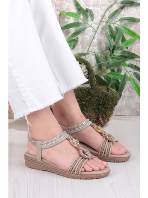 Fort Guja 24Y120-4 Anatomik Rahat Kaymaz Taban Taşlı Kadın Sandalet