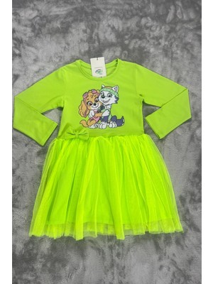 Tüllü Uzun Kollu Kız Çocuk Elbise