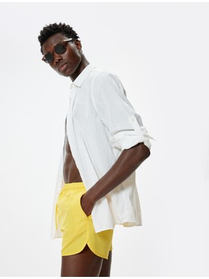 Deniz Şortu Kısa Oversize Beli Bağcıklı Cep Detaylı