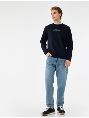 Normal Bel Pamuklu Vintage Straight Fit Jean Pantolon