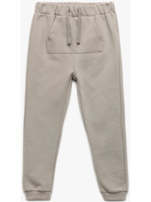 Kanguru Cepli Beli Lastikli Pamuklu Jogger Eşofman Altı