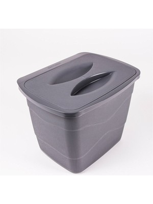 Gri Askılı 5 Lt Kapaklı Çöp Kutusu, Kolay Asılır, Pratik Kullanım Sağlar.