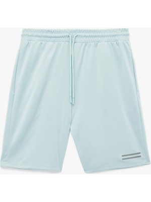 Cep Detaylı Beli Bağcıklı Baskılı Spor Şort