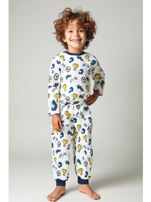 Unisex Çocuk Desenli Pijama Takımı - Lacivert