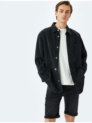 Normal Bel Slim Fit Bermuda Kot Şort