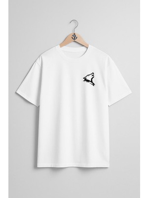 Oversize Kurt Wolf Cep ve Sırt Tasarımlı Unisex T-Shirt