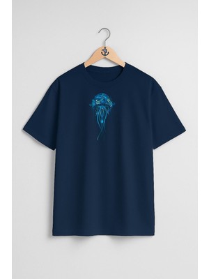 Oversize Deniz Anası Göğüs Tasarımlı Unisex T-Shirt