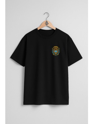 Oversize Vintage Diving Cep Tasarımlı Unisex T-Shirt