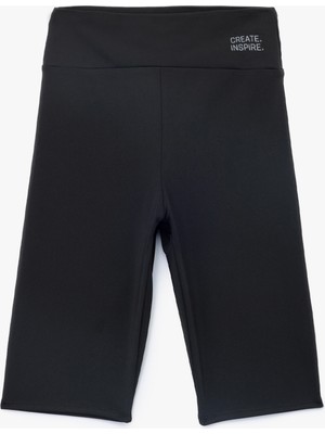 Yüksek Bel Slim Fit Biker Spor Tayt