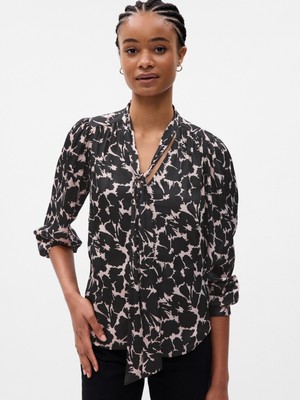 Gap Kadın Siyah Boyundan Bağlamalı Bluz