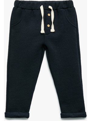 Şardonlu Duble Paça Düğmeli Bağcıklı Eşofman Altı