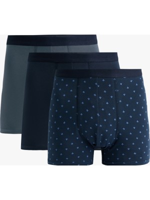 Pamuklu Desenli 3'lü Boxer Seti