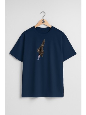 Oversize Eurofighter Typhoon Türk Hava Kuvvetleri Göğüs Tasarımlı Unisex T-Shirt