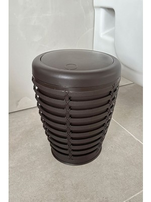 Kahve Renkli Döner Kapaklı Çöp Kutusu, 7,5 Lt, Banyo, Mutfak, Ofis Için Ideal