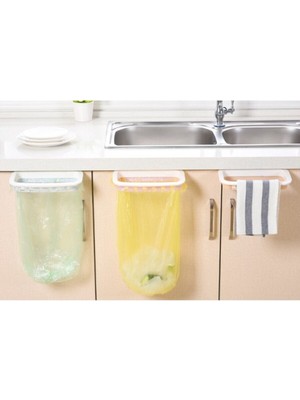 Çok Renkli Dolap Kapağına Takılan Çöp Poşeti Tutucu