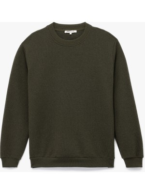 Dokulu Uzun Kollu Basic Bisiklet Yaka Sweatshirt