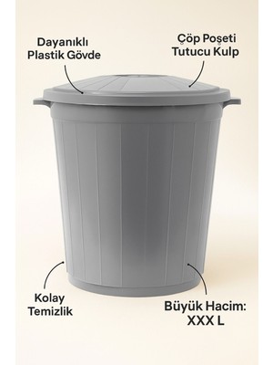 Geniş Kapasiteli 70L Çöp Kovası, Pratik ve Şık Çöp Kutusu