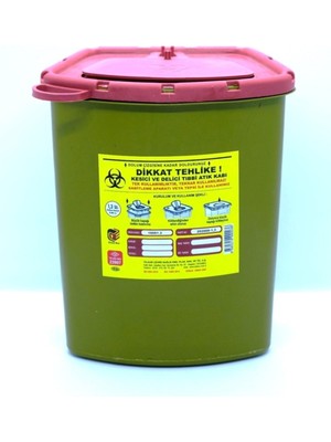 5 Adet 1,3 Lt Kesici ve Delici Tıbbi Enfekte Atık Kutusu, Sarı, Güvenli ve Pratik Kullanım