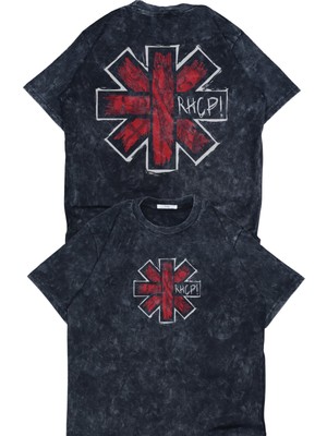 Unisex Red Hot Chili Peppers Sırt Baskılı Yıkamalı T-Shirt, Oversize Rock Band Temalı Retro Tişört