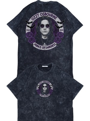 Unisex Ozzy Osbourne 1948-2025 Sırt Baskılı Yıkamalı T-Shirt, Oversize Black Sabbath Temalı Tişört