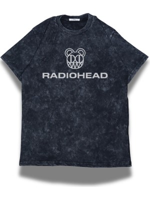 Unisex Radiohead Baskılı Yıkamalı T-Shirt, Oversize Rock Band Temalı Retro Tişört