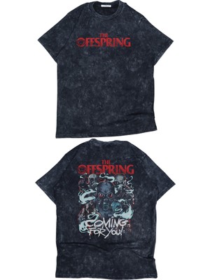 Unisex The Off Spring Sırt Baskılı Yıkamalı T-Shirt, Oversize Rock Band Temalı Retro Tişört