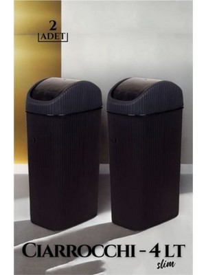Şık 4l Slim Çöp Kovası Seti, Siyah, Modern ve Hafif Tasarım