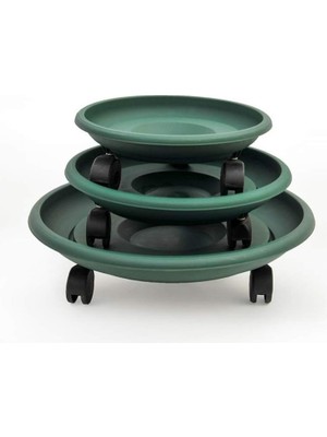 Omnipazar So- Tekerlekli Saksı Tabağı Yeşil 3 Boy