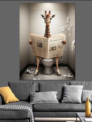 Renkli Zürafa Dekoratif Kanvas Tablo, Ev ve Ofis Için Şık Dekorasyon Parçası