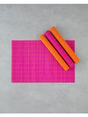 Bambu Amerikan Servis Takımı 30X45 Cm, 4'lü, Pembe ve Turuncu Renklerde