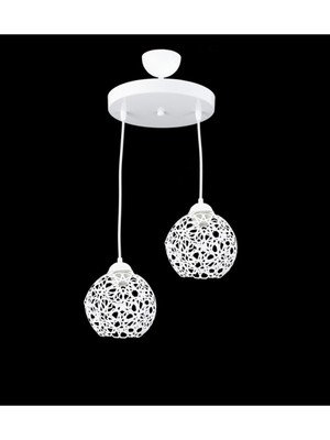 Beyaz Selçuklu Top Motif Yıldız Ferforje Retro Sarkıt Avize