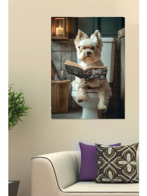 Komik Köpek Temalı Tuvalet ve Banyo Dekoratif Tablo, Çeşitli Ölçü Seçenekleriyle