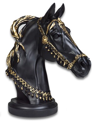 Şık Siyah Yeleli At Heykeli, Lüks ve Modern Tasarım, Dekoratif Aksesuar
