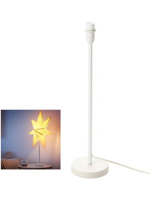 Şık 48 cm Beyaz Çelik Masa Lambası Abajur Tabanı