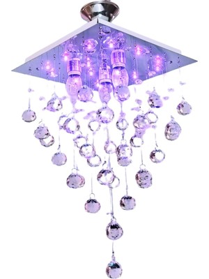 3'lü Rgb LED Kristal Taşlı Modern Avize, Şık ve Havalı Aydınlatma Seçeneği