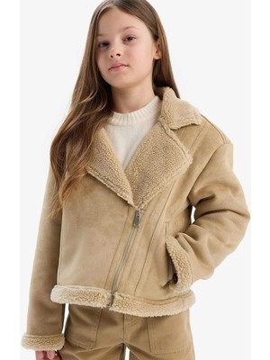 DeFacto Ceket Yaka Pelüş Astar Mont Kız Çocuk C4980A825AU