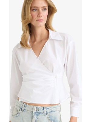 DeFacto Fitted Poplin Uzun Kollu Gömlek F9999AX25AU