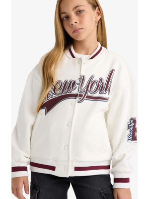 DeFacto Kız Çocuk Baskılı Kolej Yaka Bomber Ceket F2295A825AU