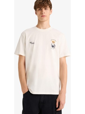 DeFacto Regular Fit Bisiklet Yaka Baskılı Kısa Kollu Tişört F9497AX25HS