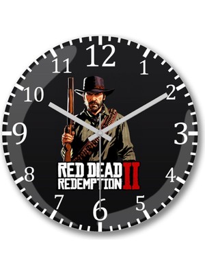 Turuncu Renkli Red Dead Redemption 2 John Marston Duvar Saati, Gerçek Cam, Bombeli Tasarım