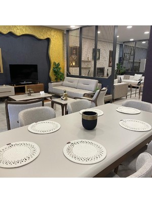 Krem Renk 6'lı Bej Jüt Hasır Supla Seti, Şık ve Doğal Ev Dekoru.