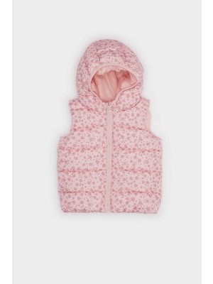 DeFacto Kız Bebek Rüzgar Geçirmez Su Geçirmez Kapüşonlu Desenli Şişme Yelek E7355A525AU