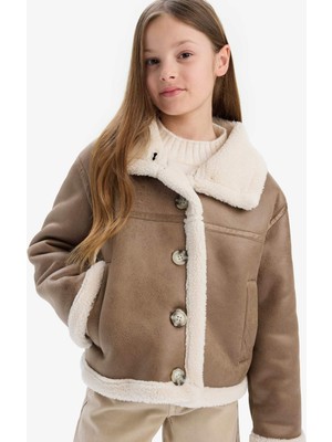 DeFacto Su Geçirmez Büyük Yaka Pelüş Astar Mont Kız Çocuk C4979A825AU