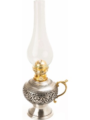 El Işlemeli Bakır Gaz Lambası, Osmanlı Tarzı, 38CM Yükseklik, 0,8mm Kalınlık