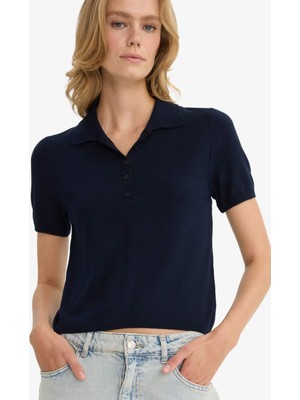 DeFacto Fitted Polo Yaka Kısa Kollu Triko Kazak F2885AX25AU