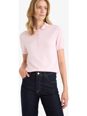 DeFacto Fitted Polo Yaka Kısa Kollu Triko Kazak F2885AX25AU