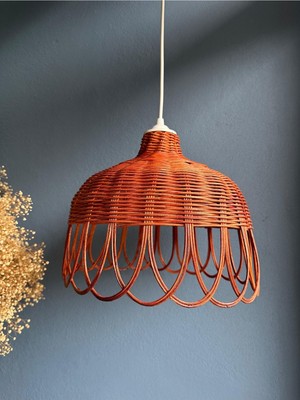 Beyaz Rattan ve Bambu Hasır Avize, Şık ve Doğal Aydınlatma Seçeneği