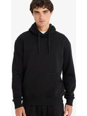 DeFacto Regular Fit Kapüşonlu İçi Yumuşak Tüylü Kanguru Cepli Basic Düz Sweatshirt X8283AZ25AU