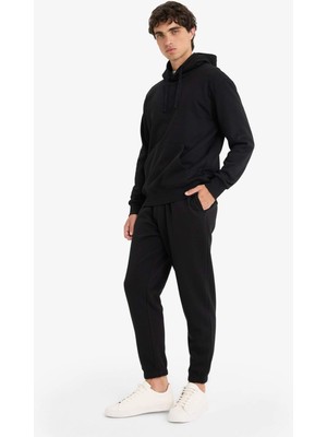 DeFacto Regular Fit Beli Bağcıklı Cepli Paçası Lastikli Şardonlu Basic Düz Jogger Eşofman Altı E6326AX25AU